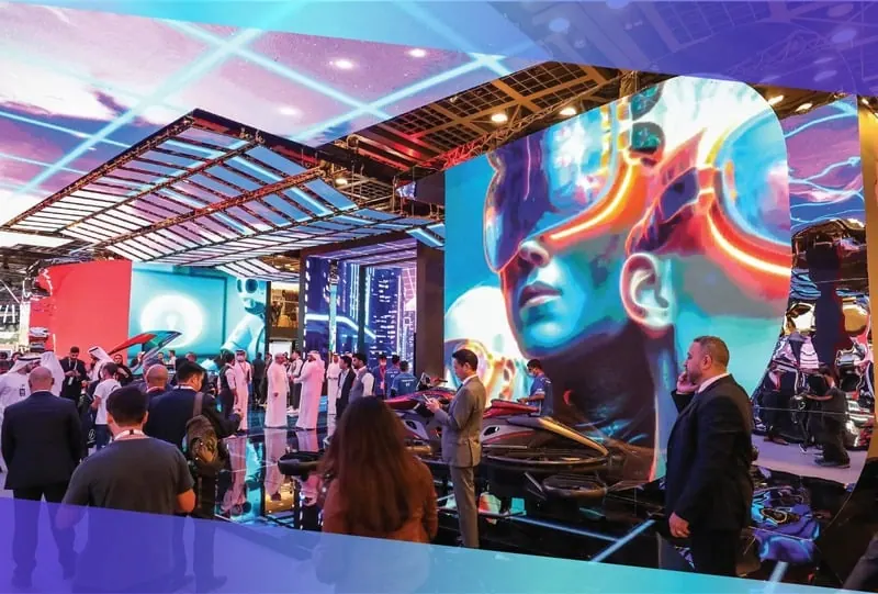 An immersive LED exhibition stand on the show floor